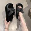 Корейская версия интернет-знаменитости кекс дно крутые тапочки женские носить универсальные удобные узловатые сандалии 2025 лето новый однострочный шлепанец