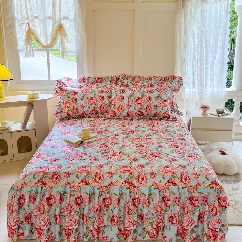 1 шт. Утолщенная Подзорная юбка для кровати в цветочном стиле Постельное белье Двухслойное кружевное покрывало для кровати Домашнее покрывало faldones de cama (Нет наволочки)