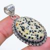 Dalmation Jasper Gemstone 925 Sterling Silver Jewelry Pendant 1.97" SU-10673