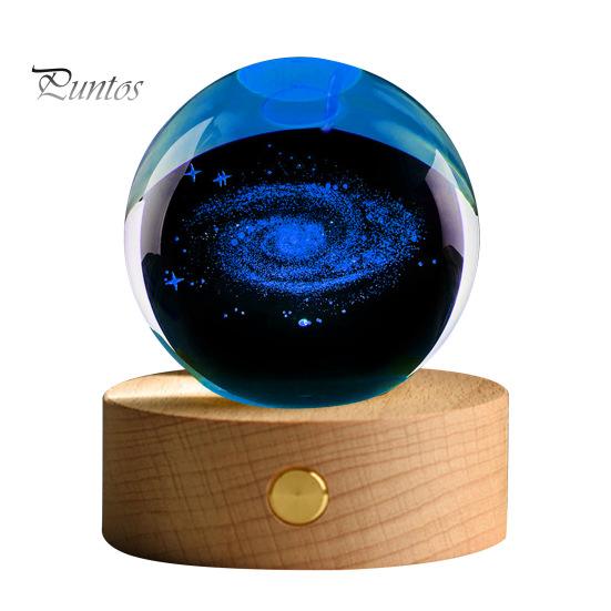 Искусственный хрустальный шар, успокаивающий космический ночник, прозрачные светящиеся звездные сферы с деревянной основой для прикроватного столика
