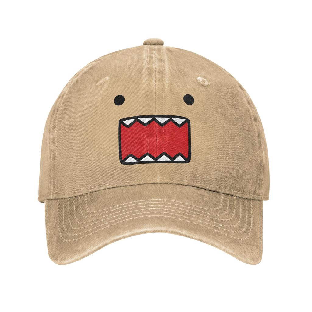 Бейсболка DomoKun Классическая Вытертый Деним Стираная Лицо Куклы Domo Kun Головной убор Унисекс Стиль Для Тренировок на Открытом Воздухе Подарочные Кепки Кепка