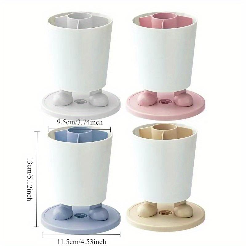 1Pc Creative Two-foot Standing Design Pen Holder - Desk Organizer, ABS Material, 360° Rotating Base - Ideal for Home Office, Classroom