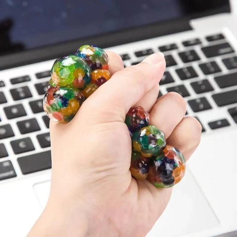 Rainbow Bead Squishy Stress Ball - Fidget Sensory Sticky Toy, Stress Relief for Adults, Perfect Party Favors & Gifts