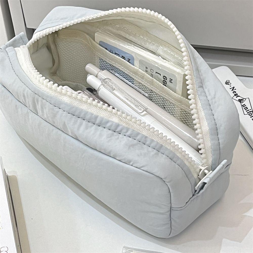 Square Pencil Case High Aesthetic Value Large Capacity Solid Color Stationery Bag Pencil Case for Students