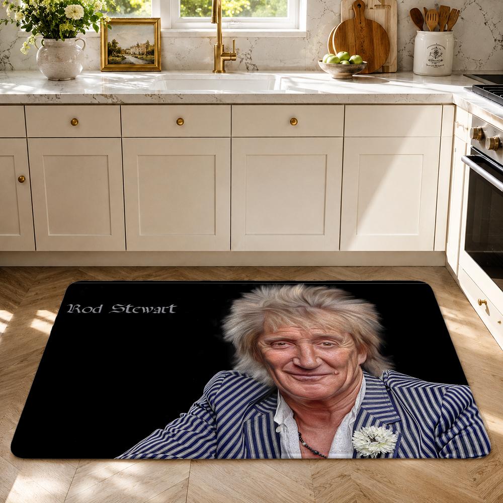 Rod S-Stewart Floor Mat Flannel Rug Non Slip Absorbent Soft Washable For Entryway Hallway Bathroom Kitchen Decor