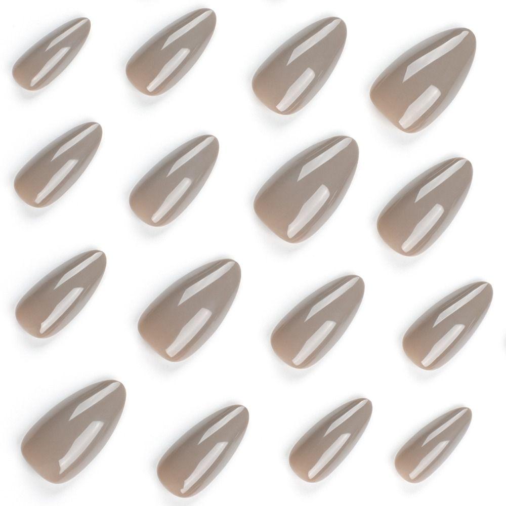 Французские накладные ногти, длинные миндалевидные кончики ногтей, маникюр, накладные ногти своими руками