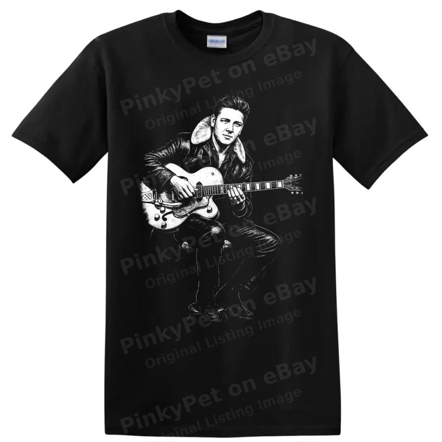 Eddie Cochran Rockabilly Guitarist T Shirt Vintage Rock and Roll Music Art Tee