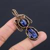 Кулон с синим сапфиром, Кулон с драгоценным камнем ручной работы, Кулон, обернутый медной проволокой 999 пробы, Антикварное украшение, Для подарка на помолвку