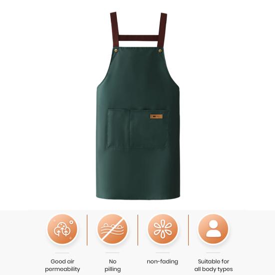 Waterproof Apron Large Pocket Oil-proof Dust-proof Kitchen Cooking Apron with Adjustable Strap Universal Chef Apron for Butchers Painters
