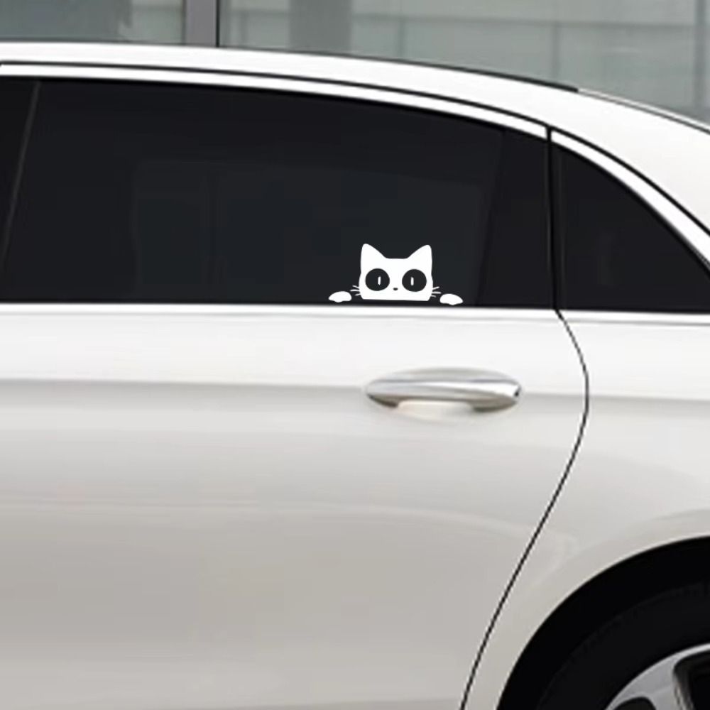 10pcs Black White Car Window Decals Cat Peeking Stickers Electric Motorcycle Stickers