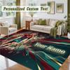 Crystal Velvet Square Rug Custom NameCristiano Ronaldo Pattern Non Slip Home Floor Decor Rug