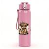 1PC Three Cute Bear Cub Animal Print 750ml Color Plastic Sports Water Bottle Leakproof Flip Straw Lid Suitable for Sports Office Home Use