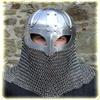 Viking Helmet Battle Armor 18G Steel and Chainmail Mask Helmet Silver