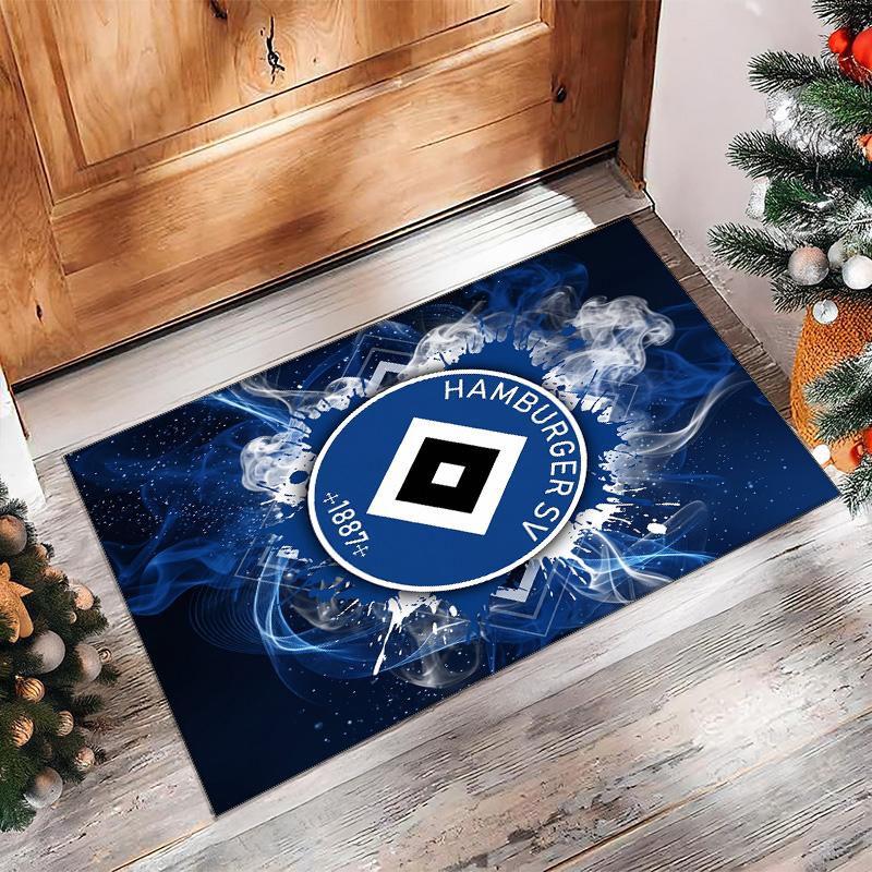 Hamburger SV Football Print Crystal Velvet Rug, Comfortable Water Absorbent Non Slip Indoor Floor Carpet