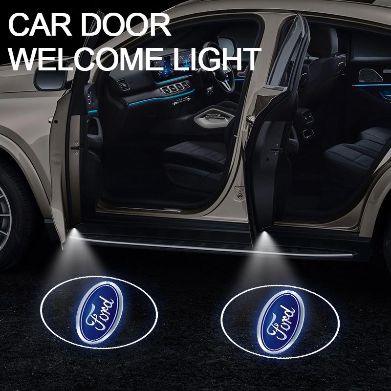 TRR600-1/2PCS Led Car Door Welcome Laser Projector Logo Night Light Wireless For Ford focus Fiesta EcoSport ESCORT ranger fusion mondeo