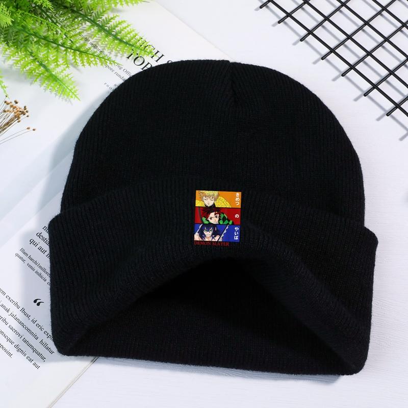 Demon Slayer Eyes Knitted Hat For Women Unisex Beanies Winter Hats Polyester Kimetsu No Yaiba Anime Manga Hip Hop Melon Cap