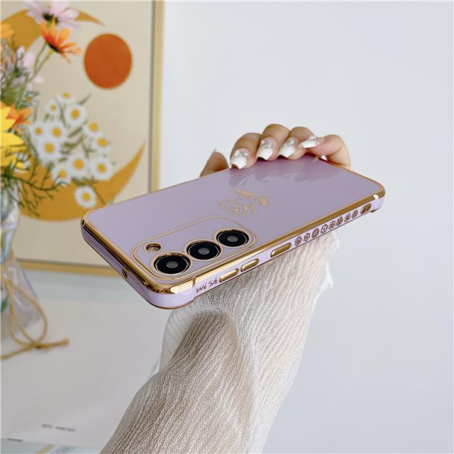 Для Samsung Galaxy S23 Ultra Высококачественный Роскошный Чехол для Телефона с Покрытием Розовый Цветок Для Samsung S22 S21 S24 S25 A16 A14 A55 A25 A52 A53 A54 Чехол