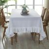 100% Ruffles Pure Linen Table Cover,Natural Fabric Flounce Tablecloth,for Kitchen Dining Party Holiday Wedding Tabletop Decor
