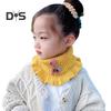 Children Warm Scarf Cartoon Pattern Ruffle Trim Knitted Winter Scarf Thickened Thermal Boys Toddler Elastic Warm Scarf