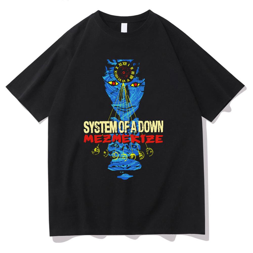 System of A Down Mezmerize Faded Cover T-Shirt Rock Band Men Women Vintage Alternative Metal Music Y2K T-shirt Men's Fashion Top
