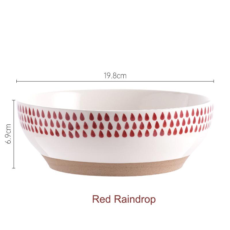 8-дюймовая керамическая большая миска для рамэна с красными синими точками, салатница для супа, фарфоровая японская миска для лапши, безопасная для микроволновой печи