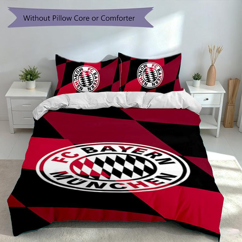3pcs Football club logo Duvet Cover Set, Includes 1 Duvet Cover and 2 Pillowcases,Skin-Friendly&Comfortable Fabric,Suitable Bedding Sets