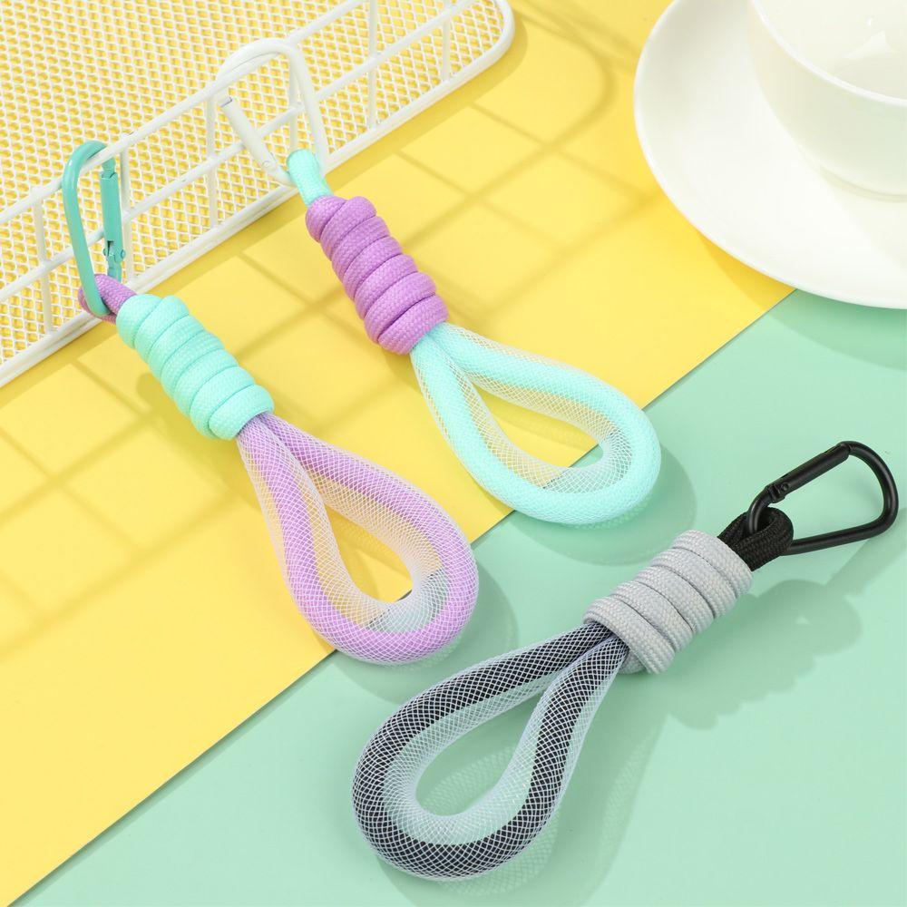 Fluorescent Color Keychain Trousers Accessories Braided Strips Lanyard Mesh Landyard Phone Strap
