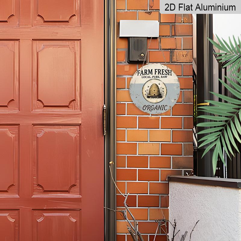 2D Flat 1pc, 8x8 in, Fresh Local Farm Products Aluminum Metal Decorative Signs & Plaques, Durable Tin for Indoor/Outdoor Decoration, Suitable for