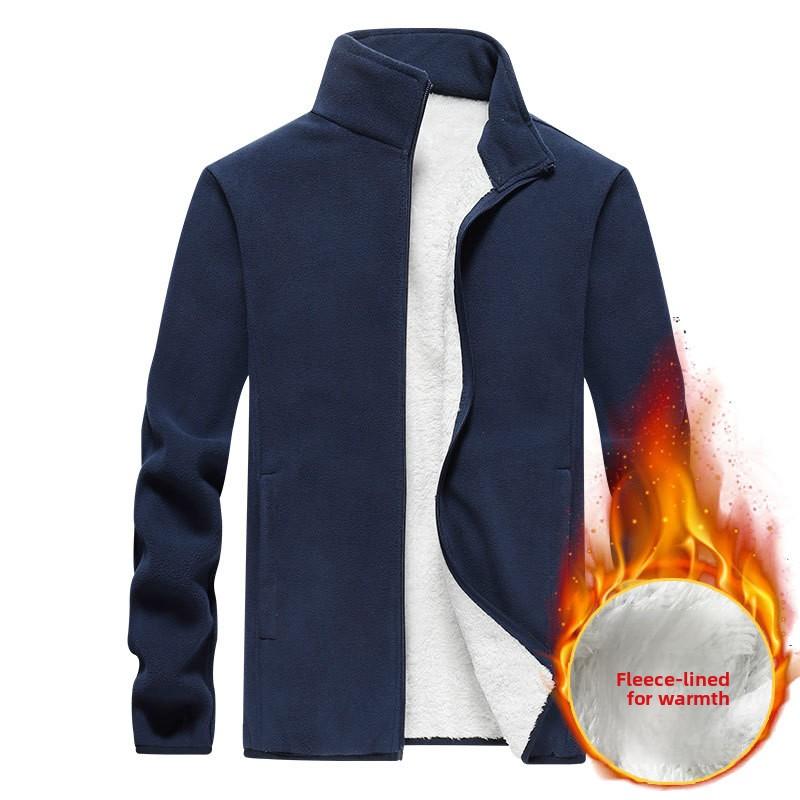 Флисовая куртка большого размера для мужчин Зимняя толстовка из полар-флиса Оверсайз Деловая куртка Джентльмен Стойка воротник
