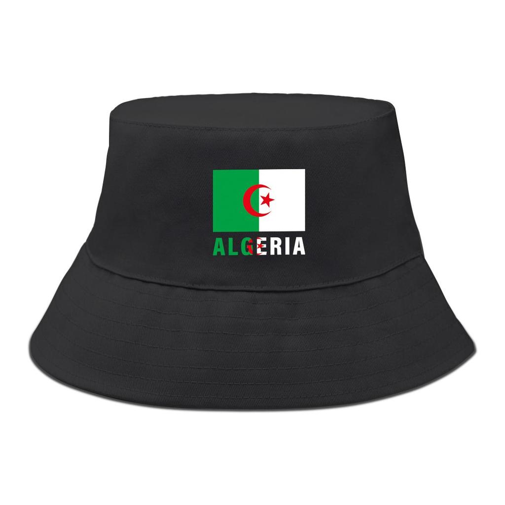 Algeria Flag Print Bucket Hat , Patriotic Fisherman Hat Hip Hop Spring Trendy Basin Hat