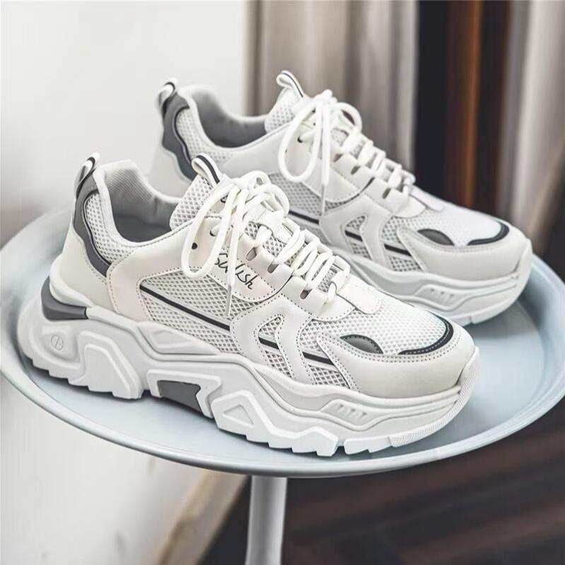 Студенческие кроссовки на толстой подошве, сетчатые, дышащие, повседневные, спортивные, на четыре сезона, мужские, для улицы, с мягкой подошвой, удобные, для бега, мужские кроссовки