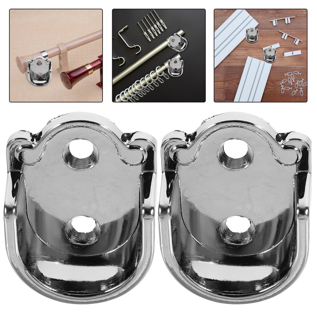 2 шт. держатель для штор, трубчатый держатель, оконная розетка, душевая стойка, шкаф, торцевой фланец, серебряный кронштейн