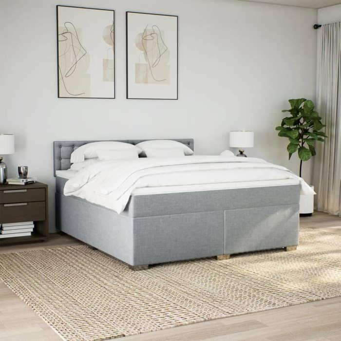 Maison Exclusive - Sommier à lattes de lit avec matelas Gris clair 180x200cm Tissu