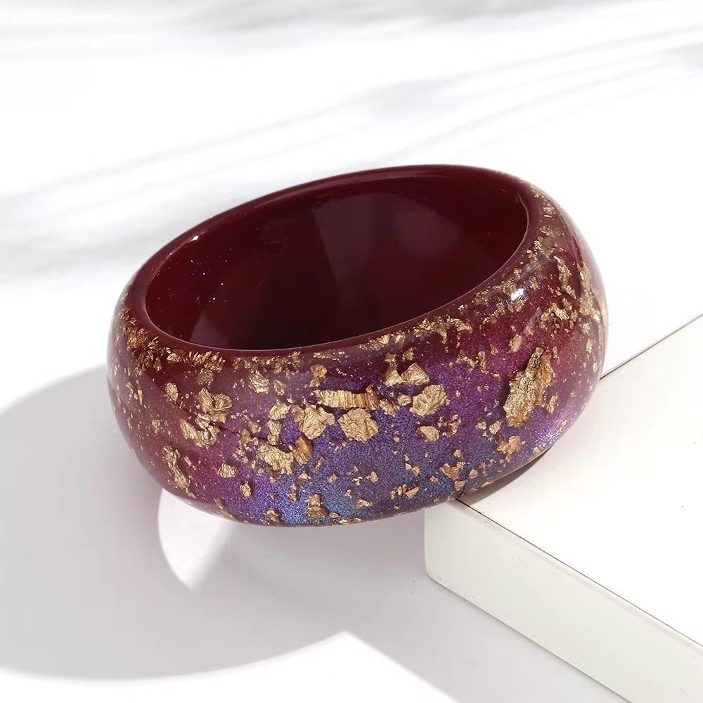 Gold Foil Round Bangles Glitter Resin Bangles Trendy Wide Bangles for Women