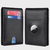 Carbon Fiber Men's RFID Anti-Theft Leather Wallet with AirTag Apple Positioning Tracker