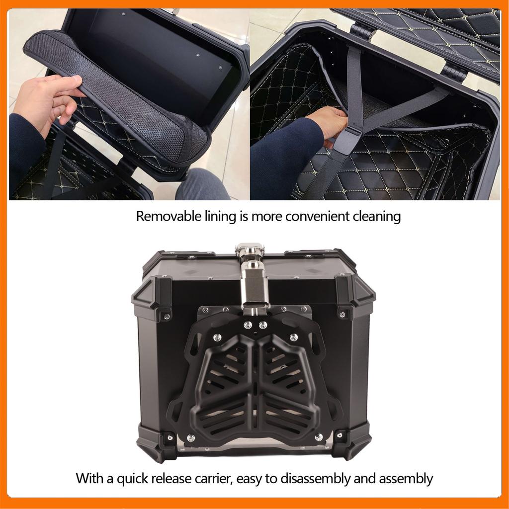 Мотоциклетный ящик для хранения Задний кофр Багажник Верхний кофр Черный 45 л Мотоциклетный Алюминиевый Верхний кофр Задний кофр Багаж