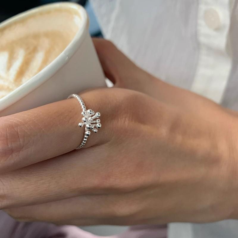 Korean Version Plain Ring Irregular 925 Sterling Silver Versatile Ring Women's Niche Ins Style Design Non-fading Combination Ring