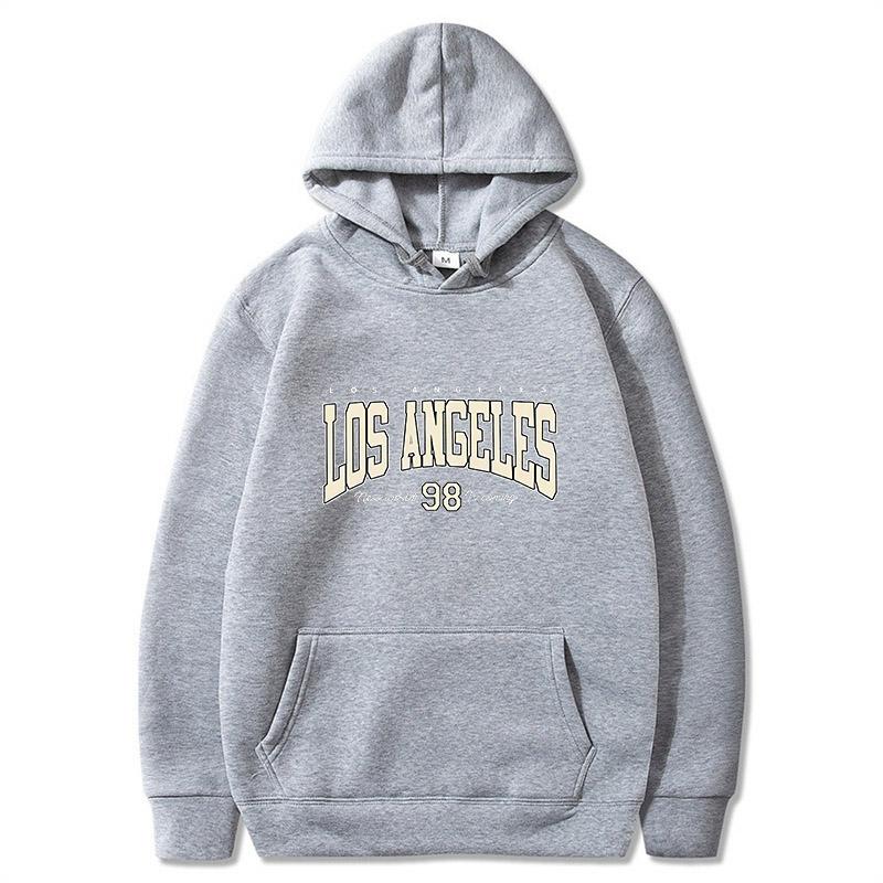 New fashion men's fall-winter Los Angeles printed hooded sweate, for outdoor leisure wear versatile top for all occasions