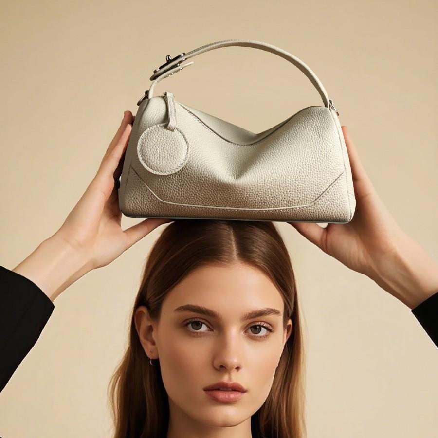 TOGO top-grain leather women's bag, fashionable genuine leather cross-border Boston bag, versatile trendy handbag and crossbody bag