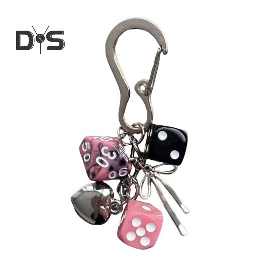 Keychain Pendant Dice Charm Lightweight Portable Acrylic Keychain Phone Bag Keyring Smooth Surface Keychain