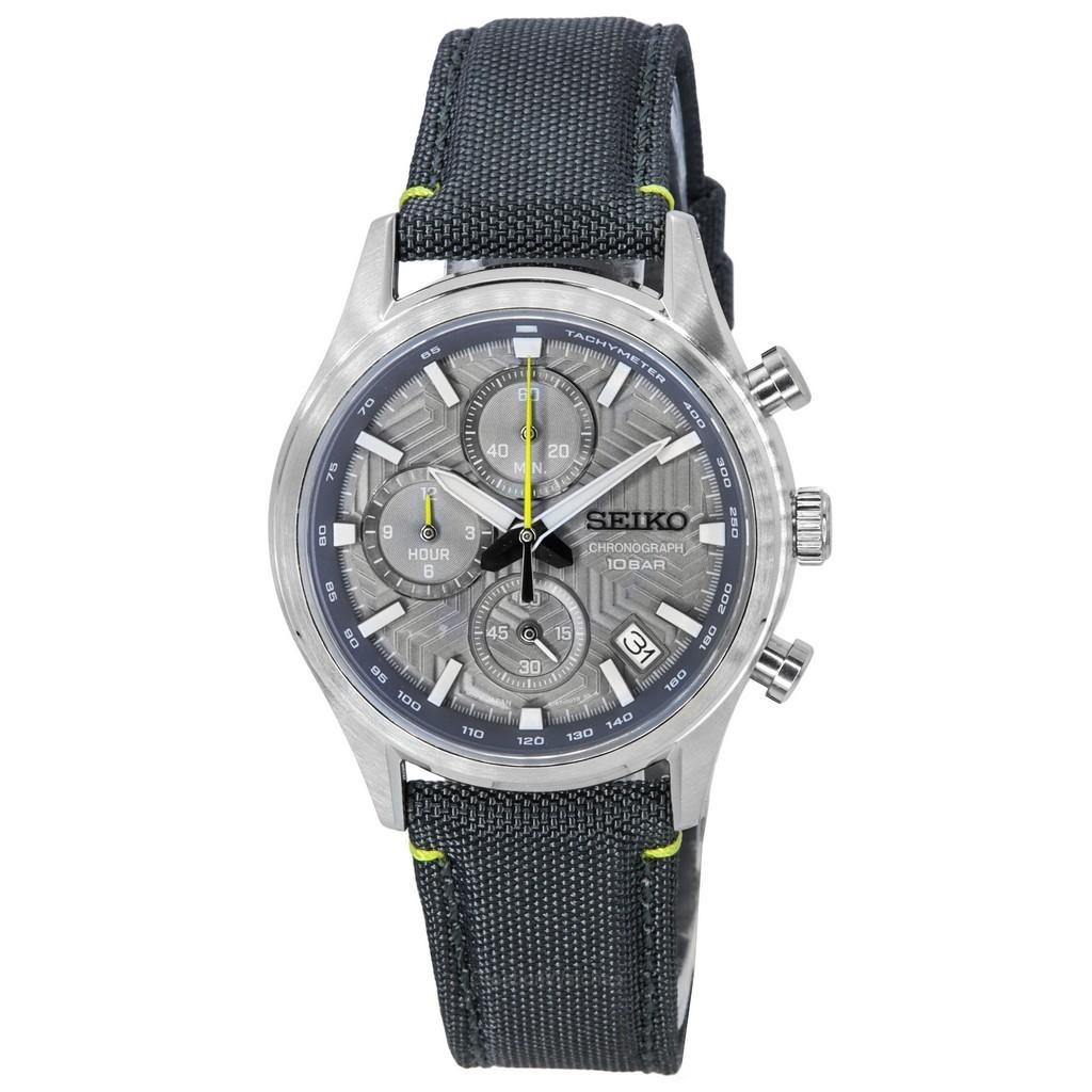Seiko Концептуальный хронограф с нейлоновым ремешком, серый циферблат, кварцевые часы SSB423P1 100M для мужчин