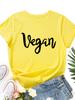 Веганская футболка с принтом букв, женская футболка с коротким рукавом и круглым вырезом, свободная женская футболка, женская футболка, топы, одежда, женские футболки
