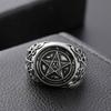 Satanic Baphomet Goat Head Ring with Inverted Pentagram Band Gothic Jewelry for Men Women