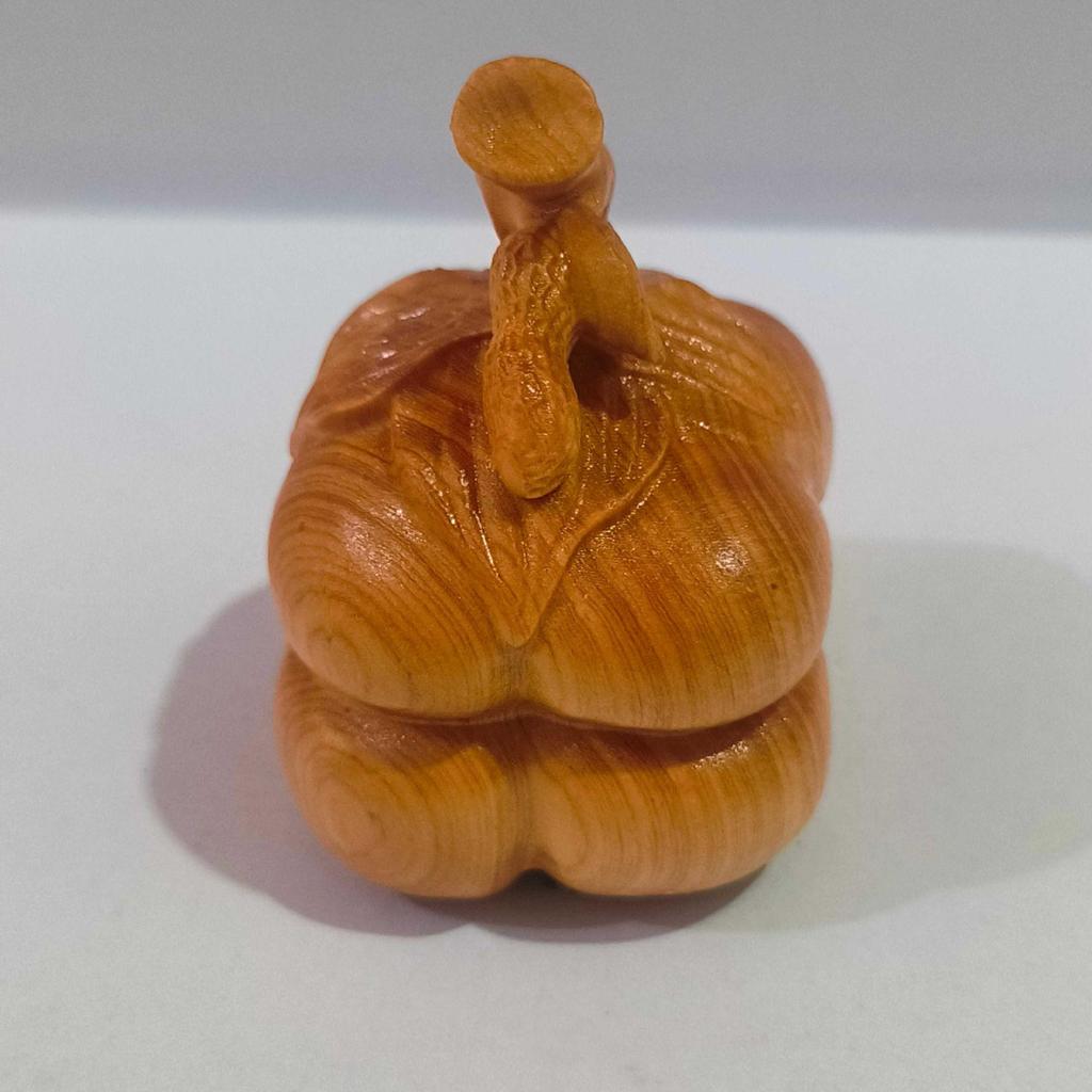 Cliff Cypress Wood Carving: Chinese Luck Ornament with Persimmon and Peanut - Perfect Birthday Gift for Men.