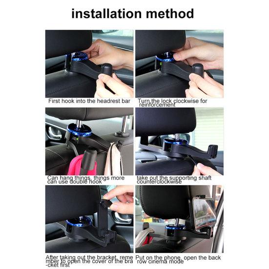 Автомобильный подголовник, крючок для сиденья, двойной держатель для телефона, сумка, кошелек, вешалка