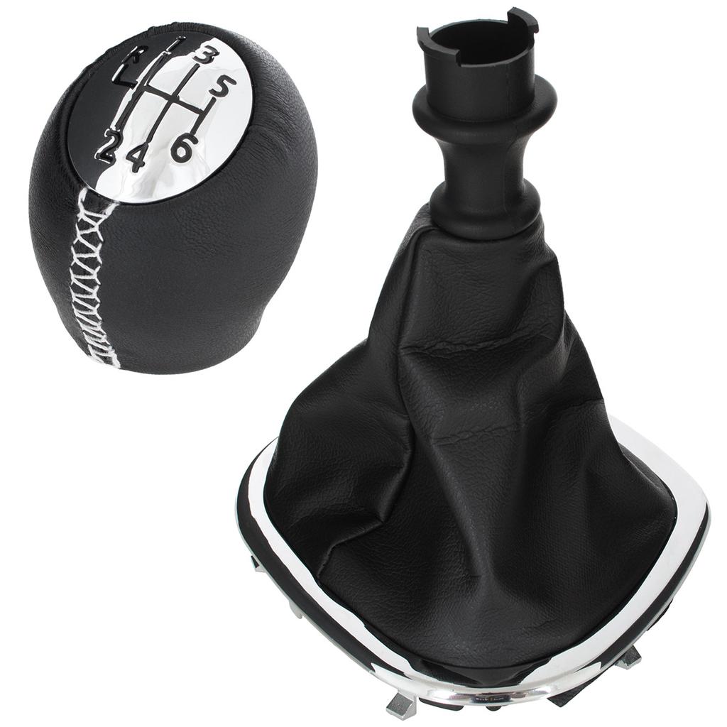 Renault Trafic III 14-19 Gear Shift Knob, Black & Chrome + Black Boot with Chrome Frame, 6 Speed