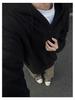 Men's Gray Hooded Knit Sweater - Retro Loose Fit Casual Autumn/Winter Outerwear