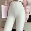 Women Stretchy Leggings High Waist Plush Thickened Warm Trousers Slim Fit Butt Lifting Winter Bottom Pants