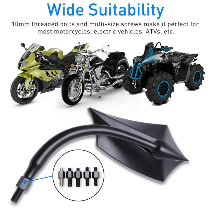2 шт./компл. черные мотоциклетные зеркала заднего вида для Honda/Kawasaki/Suzuki/Yamaha/Aprilia/Harley