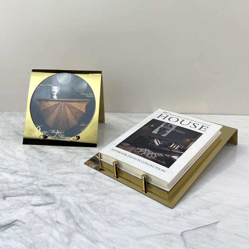 Simple Modern Nordic Geometric Metal Book Holder Photo Holder Folder Ornaments Model House Sales Office Soft Decorations